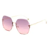 Sunglasses Multicolor Polygon Lens Metal Half Frame Retro Shades