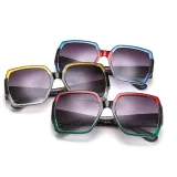 Sunglasses Multicolor Square Cambered Surface Oversized Vintage Flat Top With Frame