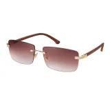 Sunglasses Square Imitate Wood Glasses Legs Tinted Lens Vintage Frameless Eyewear
