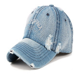 Distressed And Worn Cap With Visor Embroidery Baseball Cap