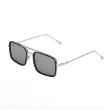 Sunglasses UV Protection Square Tinted Lens Vintage Double Bridge Frame Eyewear