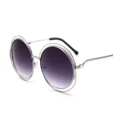 Sunglasses Multicolor Metal Double Circle Wire Frame Oversized Round Sunglasses