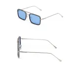 Sunglasses UV Protection Square Tinted Lens Vintage Double Bridge Frame Eyewear