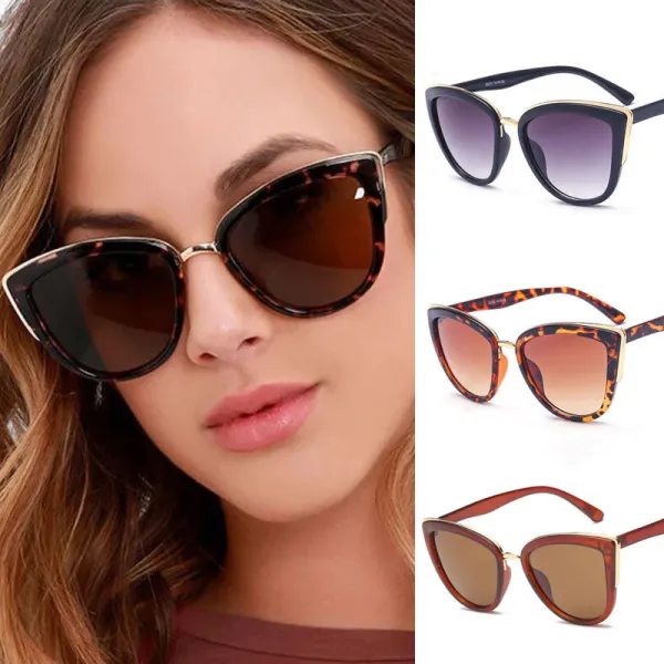 Sunglasses Trendy Cateye UV Protection Vintage With Golden Frame Shades