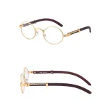 Sunglasses Fashion Round Wood Glasses Legs Tinted Lens Vintage Frame Eyewear