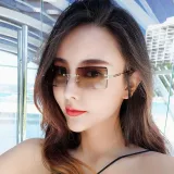 Sunglasses UV Protection Fashion Square Tinted Lens Vintage Rimless Eyewear