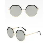 Sunglasses Multicolor Plastic Metal Frame Oversized Octagon Lens Shades