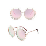 Copy Sunglasses Multicolor Metal Double Circle Wire Frame Oversized Round Sunglasses