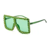Sunglasses Square And Diamond Decorate Frame UV Protection Shades
