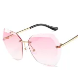 Sunglasses Gradual Polygonal Cutting Lens Frameless UV Protection Retro Shades
