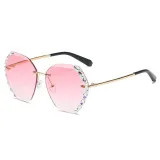 Sunglasses Multicolor Polygonal Cutting And Diamond Lens Frameless UV Protection Shades