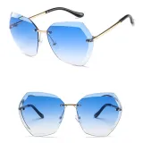 Sunglasses Gradual Polygonal Cutting Lens Frameless UV Protection Retro Shades