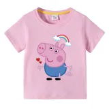 Toddler Boy Kids George Rainbow Short Sleeve T-shirts Cotton Tops