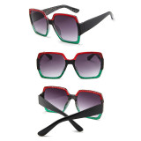 Sunglasses Multicolor Square Cambered Surface Oversized Vintage Flat Top With Frame