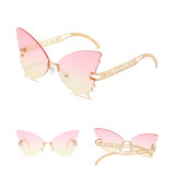 Sunglasses Multicolor Butterfly Rimless Sunglasses Hollow Out Letters Glasses