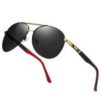 Sunglasses Multicolor Round Bottom Double Bridge Polarization Flat Top With Frame Shades