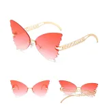 Sunglasses Multicolor Butterfly Rimless Sunglasses Hollow Out Letters Glasses