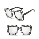 Sunglasses Multicolor Square Imitation Diamond Frame UV Protection Shades