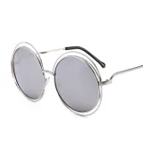 Sunglasses Multicolor Metal Double Circle Wire Frame Oversized Round Sunglasses