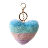 Splice Peach Heart Fur Ball Keychain Love Pendant Car Keychain Pendant