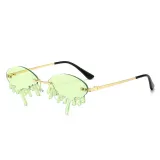 Sunglasses Fashion Tears Flame Design Rimless Wave Eyewear Streetwear