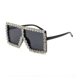 Sunglasses Square And Diamond Decorate Frame UV Protection Shades