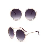 Copy Sunglasses Multicolor Metal Double Circle Wire Frame Oversized Round Sunglasses