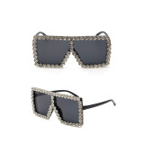 Sunglasses Square And Diamond Decorate Frame UV Protection Shades