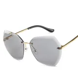 Sunglasses Gradual Polygonal Cutting Lens Frameless UV Protection Retro Shades