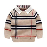 Kids Boys Collar Striped Sweater Knitwear Pullover