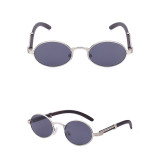 Sunglasses Fashion Round Wood Glasses Legs Tinted Lens Vintage Frame Eyewear