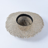 UV Protection Wide Brim Seaweed Straw Hat Sunscreen Beach Hat