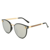 Sunglasses Multicolor Round Bottom Bees Stripe Oversized Sunglasses Retro Flat Top With Frame