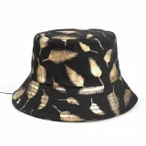 Double-Sided Reversible Sunhat Feather Print Bucket Cap