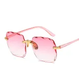 Sunglasses Gradual Square Cutting Lens Frameless UV Protection Retro Shades