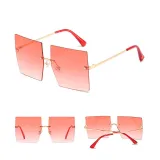 Gradual Sunglasses Gradual Square Cutting Lens Frameless UV Protection Retro Shades