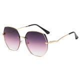 Sunglasses Multicolor Metal Frame V-Type Glasses Legs Oversized Polygon Lens Shades