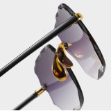 Sunglasses Gradual Square Cutting Lens Frameless UV Protection Retro Shades