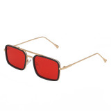 Sunglasses UV Protection Square Tinted Lens Vintage Double Bridge Frame Eyewear