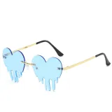 Sunglasses Fashion Heart Shape Tears Design Rimless Wave Eyewear Streetwear