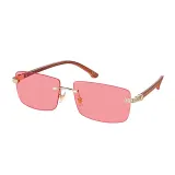 Sunglasses Square Imitate Wood Glasses Legs Tinted Lens Vintage Frameless Eyewear