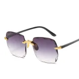 Sunglasses Gradual Square Cutting Lens Frameless UV Protection Retro Shades