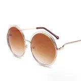 Sunglasses Multicolor Metal Double Circle Wire Frame Oversized Round Sunglasses