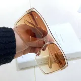 Sunglasses Trendy Cateye Trapezoidal Oversized UV Protection Retro Flat Top With Frame