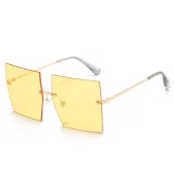 Sunglasses Gradual Square Cutting Lens Frameless UV Protection Retro Shades