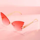 Sunglasses Multicolor Butterfly Rimless Sunglasses Hollow Out Letters Glasses