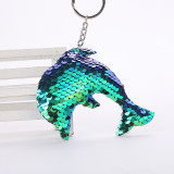 Marine Animal Dolphin Glitter Reversible Sequins Keychains Party Favors