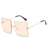 Sunglasses Gradual Square Cutting Lens Frameless UV Protection Retro Shades