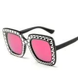 Sunglasses Multicolor Square Imitation Diamond Frame UV Protection Shades