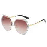 Sunglasses Multicolor Polygonal Cutting And Diamond Lens Frameless UV Protection Shades